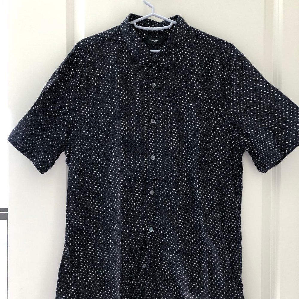 Theory Irving Short Sleeve Shirt Size Medium M Navy